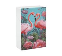 Portasigarette con fenicottero e fiori, portatile, leggero, da viaggio, impermeabile, in plastica, tascabile, per 20 sigarette