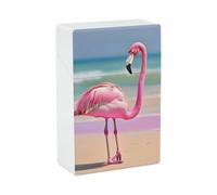 Portasigarette con fenicottero rosa sulla spiaggia, impermeabile e a prova di schiacciamento, per 20 sigarette king size, scatola portatile da viaggio tascabile per uomini e donne