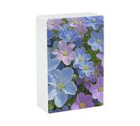 Portasigarette con fiori blu e viola, impermeabile e a prova di schiacciamento, per 20 sigarette king size, scatola da viaggio portatile tascabile per uomini e donne