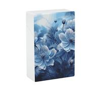 Portasigarette con fiori blu, impermeabile e a prova di schiacciamento, per 20 sigarette king size, scatola portatile da viaggio tascabile per uomini e donne