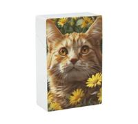 Portasigarette con gatto e fiori gialli per letto king size standard 85 mm, 20 capacità di apertura a pressione, scatola per sigarette rigida portatile e impermeabile, per uomini e donne, porta