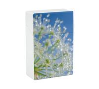 Portasigarette con motivo a gocce di rugiada su fiori, design a molla a scatto, scatola da viaggio in plastica con apertura a scatto con una sola mano, per uomo/donna