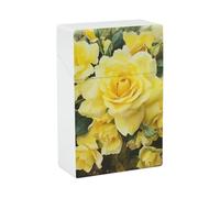 Portasigarette con rosa gialla, per uomini e donne, con chiusura a scatto, in plastica, impermeabile, portatile, tascabile, scatola per sigarette