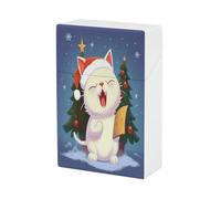 Portasigarette con simpatico gatto che canta canti natalizi, capacità 20, impermeabile, design a molla a scatto, con apertura a ribalta e una mano, in plastica, per donne/uomini