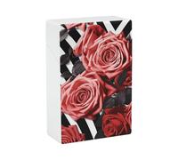 Portasigarette con stampa a strisce zebrate e motivo floreale con rose e fiori, capacità 20 sigarette - Design a molla a scatto per apertura a ribalta con una sola mano