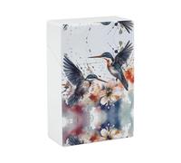 Portasigarette con stampa artistica di fiori di giglio e uccelli, con capacità di 20 sigarette - Design a molla a scatto per apertura a scatto con una sola mano