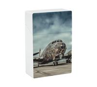 Portasigarette con stampa artistica di un aeroplano, capacità 20 sigarette - Design a molla a scatto per apertura a scatto con una sola mano