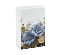 Portasigarette con stampa di fiori blu e libellula, capacità 20 sigarette - Design a molla a scatto per apertura a scatto con una sola mano