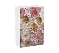 Portasigarette con stampa di fiori rosa, bianchi e oro, capacità 20 sigarette - Design a molla a scatto per apertura a scatto con una sola mano