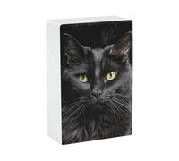 Portasigarette con stampa di un gatto nero su sfondo nero, con capacità di 20 sigarette - Design a molla a scatto per apertura a scatto con una sola mano