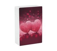 Portasigarette con stampa glitter rosa e cuore rosso, capacità 20 sigarette - Design a molla a scatto per apertura a scatto con una sola mano