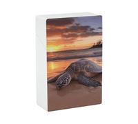 Portasigarette con tartaruga marina al tramonto, portatile, leggero, da viaggio, impermeabile, in plastica, tascabile, per 20 sigarette