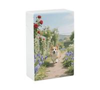 Portasigarette - Corgi Floral Spring Garden Elegante portasigarette in plastica per donne e uomini, organizer portatile antiurto per sigarette