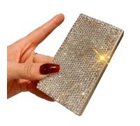 Portasigarette da Donna Slim, Portasigarette in Metallo con Diamanti Luccicanti, Portasigarette per Un Massimo di 20 SigaretteA,11x6cm/4.3x2.4in