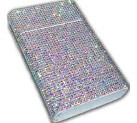 Portasigarette da Donna Tempestato di Diamanti, Portasigarette Portatile con Chiusura a Scatto e Comparto Scorrevole, Elegante Portasigarette da 20 Sigarette Slim per Auto e Party