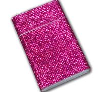 Portasigarette da Donna Tempestato di Diamanti, Portasigarette Portatile con Chiusura a Scatto e Comparto Scorrevole, Elegante Portasigarette da 20 Sigarette Slim per Auto e Party
