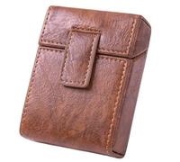Portasigarette da uomo, scatola for sigarette in pelle PU con supporto for accendino, custodia for contenitori a prova di schiacciamento, porta biglietti da visita, portadocumenti(Light brown)