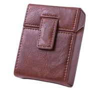 Portasigarette da uomo, scatola for sigarette in pelle PU con supporto for accendino, custodia for contenitori a prova di schiacciamento, porta biglietti da visita, portadocumenti(Dark brown)