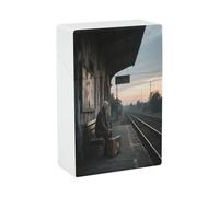 Portasigarette da vecchia stazione ferroviaria al crepuscolo, portasigarette in plastica impermeabile, per sigarette normali da 85 mm, capacità King Size 20