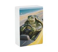 Portasigarette - Elegante portasigarette in plastica a forma di tartaruga marina verde alla guida di un'auto, per donne e uomini, organizer portatile antiurto per sigarette