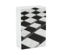 Portasigarette - Elegante portasigarette in plastica a scacchi bianco e nero per donne e uomini, organizer portatile antiurto per sigarette