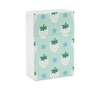 Portasigarette - Fragola bianca su sfondo verde Elegante portasigarette in plastica per donne e uomini, organizer portatile antiurto per sigarette