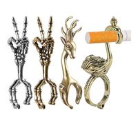 Portasigarette fumo, anello decorativo - 4 pezzi ossa mano fenicottero, anello di cervo, ossa scheletrica, accessorio per fumo, supporto per sigari, estensione dita, regalo di Halloween per uomini e