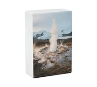 Portasigarette Geyser Eruption, scatola di sigarette in plastica impermeabile, per sigarette normali da 85 mm, capacità King Size 20