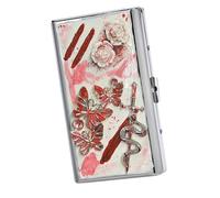 Portasigarette in metallo for 16-20 sigarette, portasigarette fatto a mano con clip a molla, adatto for dimensioni da 100 mm, custodie rigide portatili for carte di credito o porta contanti(C)