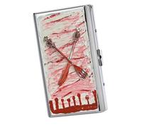 Portasigarette in metallo for 16-20 sigarette, portasigarette fatto a mano con clip a molla, adatto for dimensioni da 100 mm, custodie rigide portatili for carte di credito o porta contanti(D)