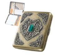 Portasigarette in Metallo in Stile Europeo,Capacità 18-20 Sigarette,Portasigarette Portatile per Uomini E Donne, Design in Rilievo Metallico, Compatto E Portatile,Adatto a Uomini E Donne,D