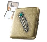Portasigarette in Metallo in Stile Europeo,Capacità 18-20 Sigarette,Portasigarette Portatile per Uomini E Donne, Design in Rilievo Metallico, Compatto E Portatile,Adatto a Uomini E Donne,C