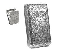Portasigarette in Metallo Intagliato a 3 Lati Retrò Europeo, Scatola per Sigarette Peaky Blinders Con Design a Tre Pieghe per Contenere 14 Sigarette Da 84 Mm, Regali Unici,Silver