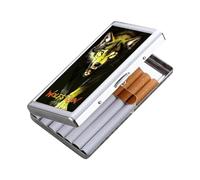 Portasigarette in metallo - Portasigarette portatile a doppia molla per 14 sigarette normali, 20 sigarette da 100 mm, ottimo regalo per uomini e donne (lupo)