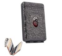 Portasigarette in metallo portatile da 14 pezzi, scatola normale for organizzatori, custodie for carte e documenti d'identità(Black Heart)