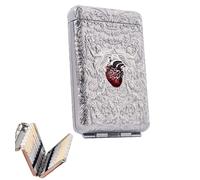 Portasigarette in metallo portatile da 14 pezzi, scatola normale for organizzatori, custodie for carte e documenti d'identità(Silver Heart)