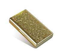 Portasigarette in metallo retrò - Doppio lato con clip a molla aperta tasca per sigarette da 14 a 100 anni, porta carte di credito, portafoglio protettivo di sicurezza per uomini e donne (oro)