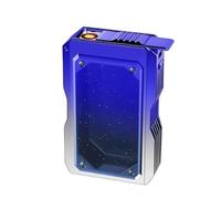 Portasigarette in metallo riutilizzabile antivento con accendino | Contiene 20 sigarette | Design impermeabile e resistente (argento)(Blue)