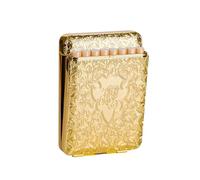 Portasigarette in metallo, stile retrò, per 16 sigarette normali da 85 mm, porta carte di credito, portafoglio protettivo di sicurezza, per uomini e donne (oro)