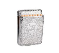 Portasigarette in metallo, stile retrò, per 16 sigarette standard da 85 mm, porta carte di credito, portafoglio protettivo di sicurezza, per uomini e donne (argento)