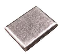 Portasigarette in ottone con capacità di 20 sigarette, finitura argento vintage, design compatto che si inserisce facilmente nelle tasche dei pantaloni o della camicia (Con Branded Gift Box)