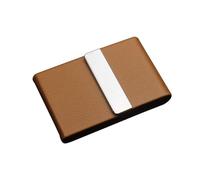 Portasigarette in pelle, sottile, con struttura in acciaio inossidabile, può contenere 7 sigarette Funzionamento fluido(Bruin)