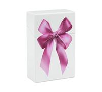 Portasigarette in plastica con fiocco in nastro rosa fluente