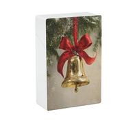 Portasigarette in plastica con fiocco rosso e campanella di Natale in oro lucido
