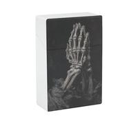 Portasigarette in plastica con mani scheletriche in preghiera