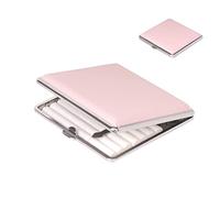 Portasigarette Metallo Porta Sigarette Pacchetto Scatola Portasigarette Uomo Donna Sigarette da 20 Sigarette, Elegante Copertura delle Pelle PU Donna Slim Pacchetto, Rosa 1PZ