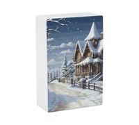 Portasigarette natalizio invernale con scena allegra per uomo e donna, portasigarette con capacità flip-top per la casa, scatola di plastica, accessori per fumatori, scatola per riporre le sigarett