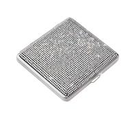 Portasigarette Per Donna Uomo, Scatola Di Sigarette Con Strass In Cristallo Scintillante Scatola Di Sigarette Portatile Accessori Per Fumatori In Metallo,White
