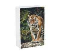 Portasigarette per uomo e donna a forma di tigre su un masso nella giungla, portasigarette con capacità ribaltabile per la casa, scatola di plastica, accessori per fumatori, scatola per riporre le