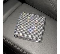 Portasigarette per uomo e donna, con strass, portatile, in metallo, per 20 sigarette, elegante, impermeabile, per sigarette, colore: argento